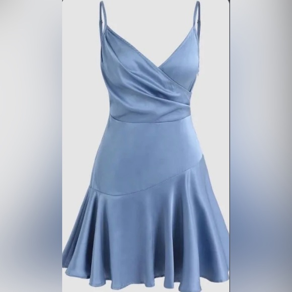 Cider Dresses & Skirts - NWOT Cider satin blue dress size small